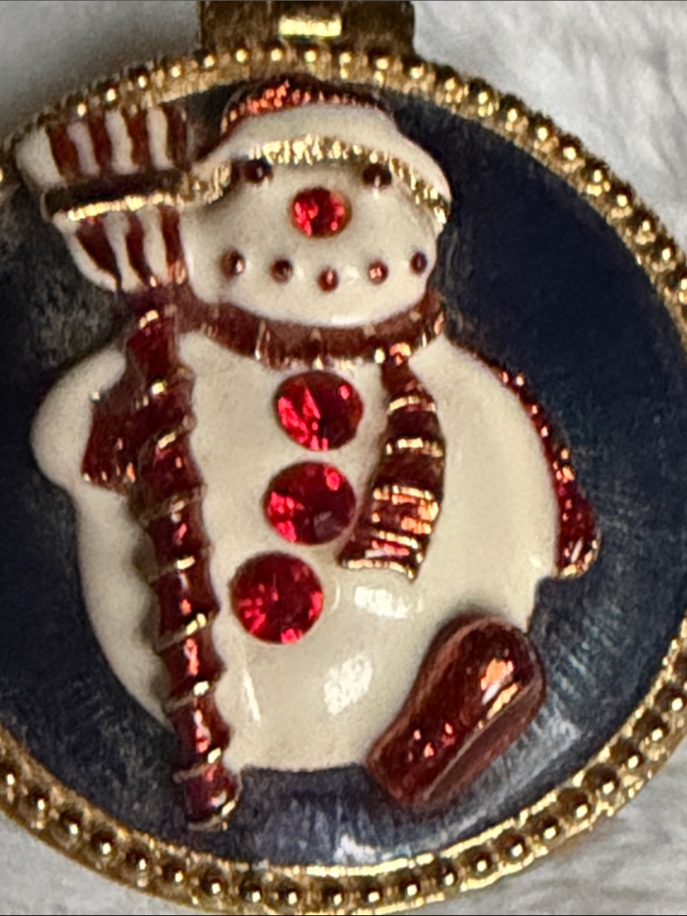 Vintage Snowman Holiday Trinket Box with Red Accents - Picture 6 of 6